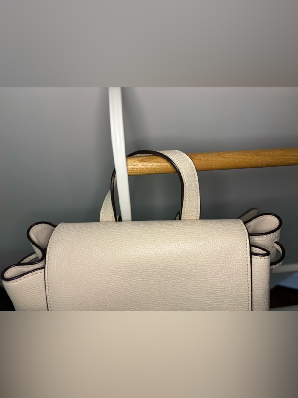 kate spade Cream Pebbled Leather Backpack with Front Pocket - Picture 7 of 16